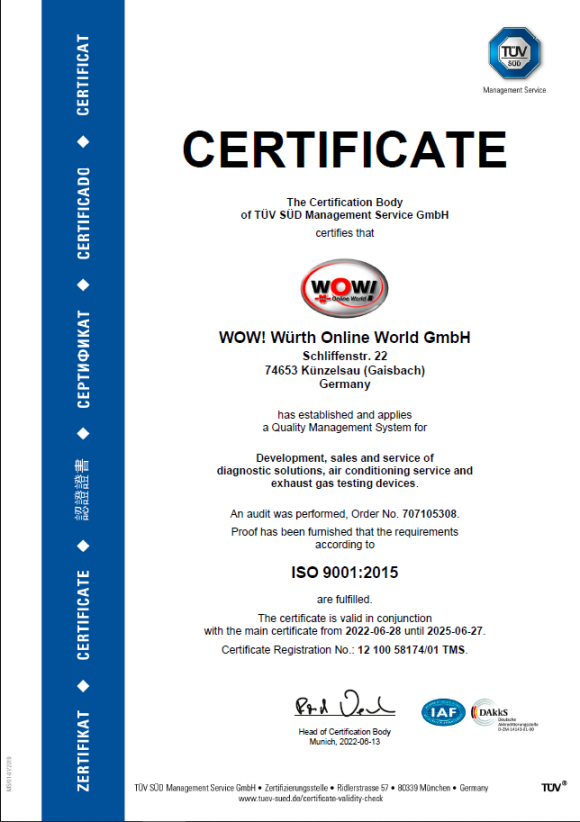 Certificate DIN EN ISO 9001:2015 Certificate DIN EN ISO 9001:2015